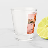 日付を保存するカップル名を配置する日付フォトテキスト ショットグラス (左)