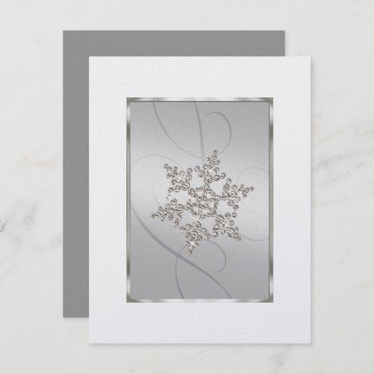 日付を保存するクリスタルスノーフレーク灰色 セーブザデート (正面/裏面)