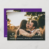 日付を保存するゴールデンスクリプトフォトパープル ポストカード (正面/裏面)