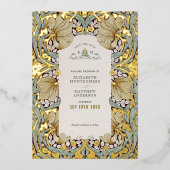 日付を保存するダスティブルーパーペネルヴィンテージモリス 箔招待状 (正面)