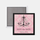 日付を保存するダマスクシャンデリア結婚の磁石 マグネット (正面/裏面)