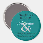 日付を保存するティール（緑がかった色）緑の磁石 マグネット (正面/裏面)