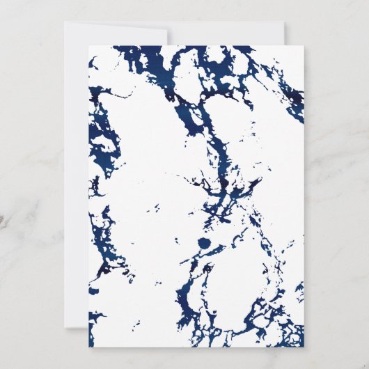 日付を保存するネイビーブルーマーブルホワイト&シルバー セーブザデート (裏面)