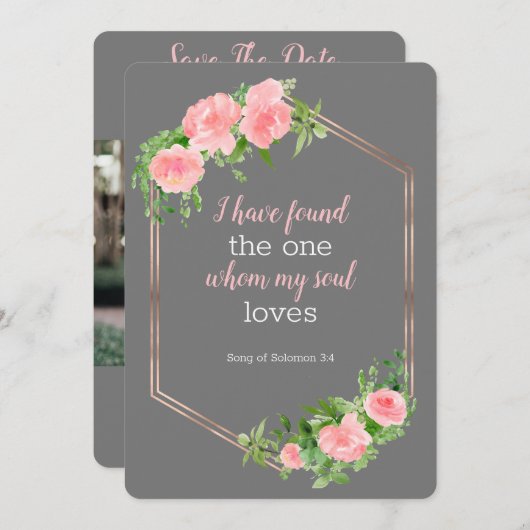 日付を保存するバイブルフローラの写真 招待状 (正面/裏面)