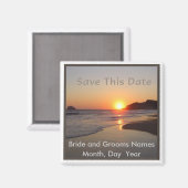 日付を保存するビーチサンセットマグネット マグネット (正面/裏面)