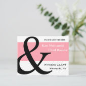 日付を保存するピンクと黒 案内ポストカード (スタンド正面)