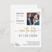 日付を保存するピンクのフローラ春写真 セーブザデート (正面/裏面)