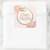 日付を保存するピンクのヴィンテージバードステッ結婚ク スクエアシール (バッグ)