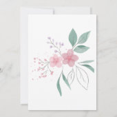 日付を保存するピンクの花の幅招待状 招待状 (裏面)