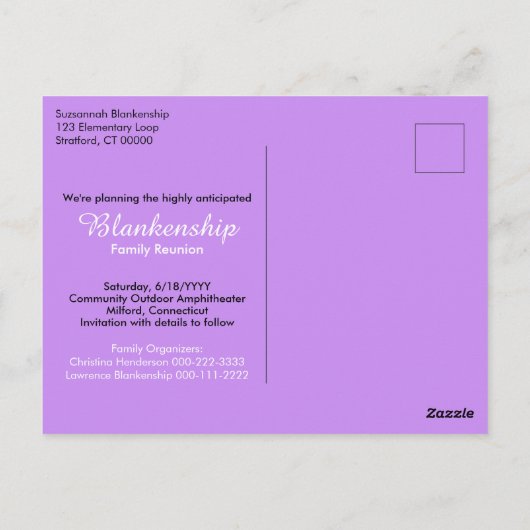 日付を保存するファミリの懇親会交換可能写真 ポストカード (裏面)