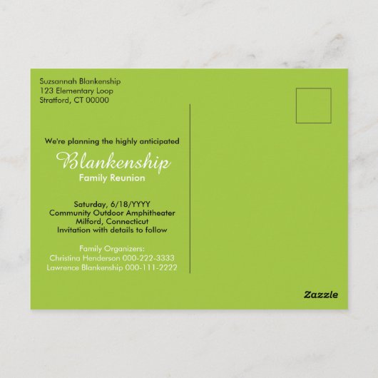 日付を保存するファミリ懇親会素朴農村フローラ ポストカード (裏面)