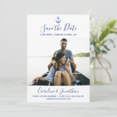 日付を保存するフォトクラシックいかり青 招待状 (スタンド正面)