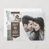 日付を保存するフォトバ素朴ンウッド結婚ズ 案内ポストカード (正面/裏面)