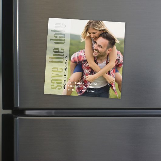 日付を保存するフォトモダンタイポグラフィ磁気 マグネット招待状