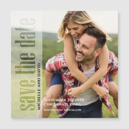 日付を保存するフォトモダンタイポグラフィ磁気 マグネット招待状