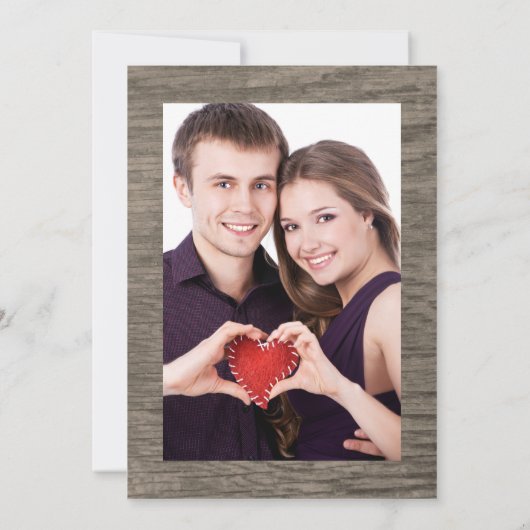 日付を保存するフォトレ素朴ースの木製フェンス 招待状 (裏面)