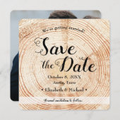 日付を保存するフォト招待状ウッド結婚ラスティック 招待状 (正面/裏面)