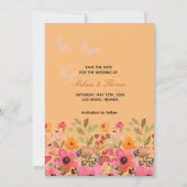 日付を保存するフォト招待状ピンク桃の花 招待状 (正面)