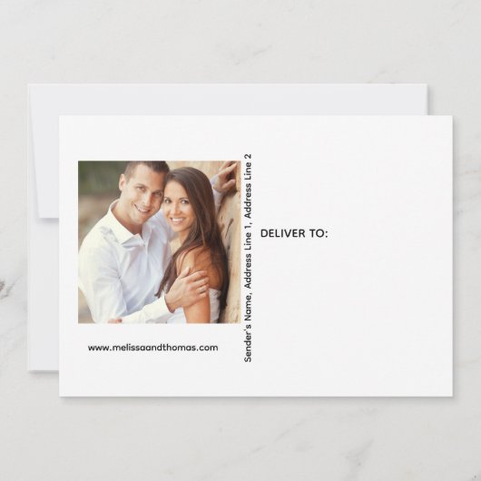 日付を保存するフォト招待状ピンク桃の花 招待状 (裏面)