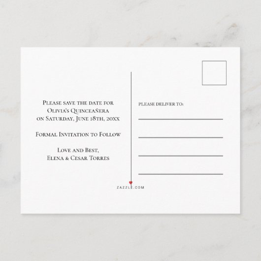 日付を保存するフローラメキシカンフィエスタブラック 案内ポストカード (裏面)