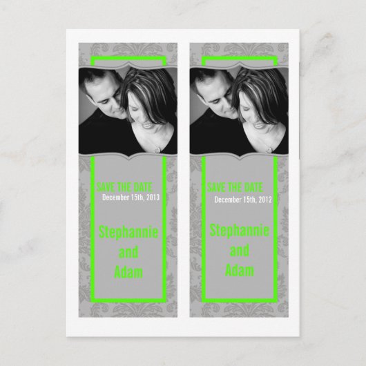 日付を保存するブックマークはグレーモダンダマスクを好む 案内ポストカード (正面)