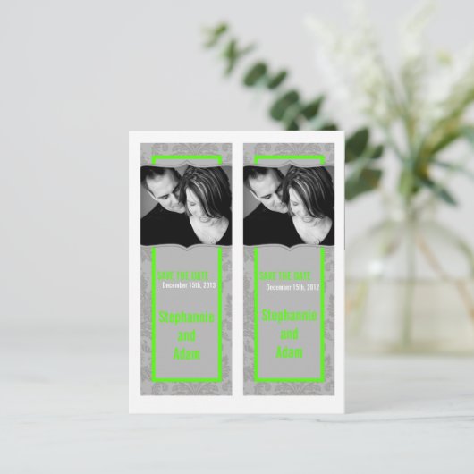 日付を保存するブックマークはグレーモダンダマスクを好む 案内ポストカード (スタンド正面)