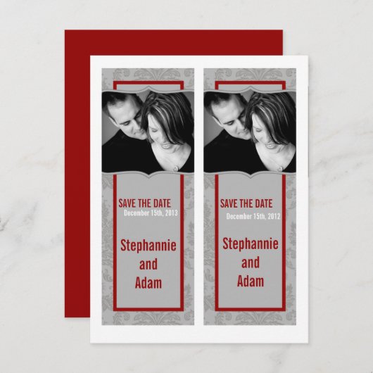 日付を保存するブックマークはグレーモダンダマスクを好む 案内ポストカード (正面/裏面)