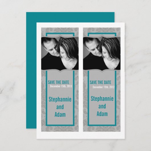 日付を保存するブックマークはグレーモダンダマスクを好む 案内ポストカード (正面/裏面)