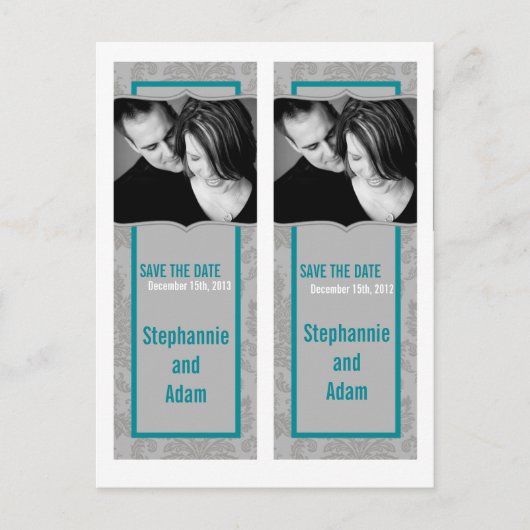 日付を保存するブックマークはグレーモダンダマスクを好む 案内ポストカード (正面)