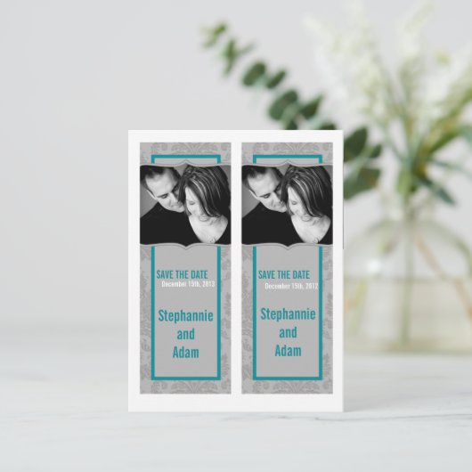 日付を保存するブックマークはグレーモダンダマスクを好む 案内ポストカード (スタンド正面)