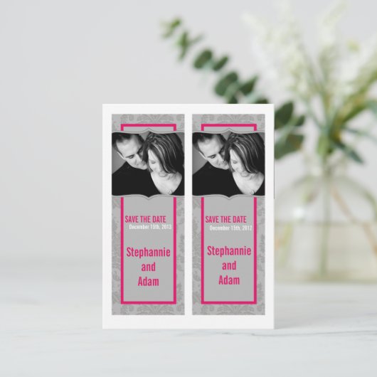 日付を保存するブックマークはグレーモダンダマスクを好む 案内ポストカード (スタンド正面)