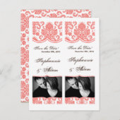 日付を保存するブックマークはサンゴの白いダマスクを好む 案内ポストカード (正面/裏面)