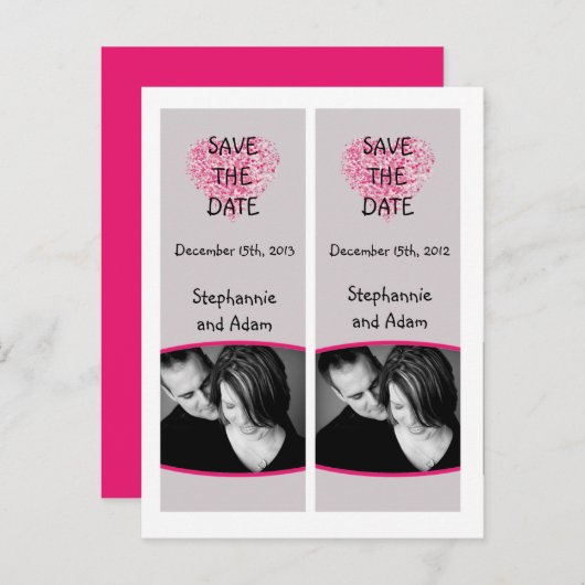 日付を保存するブックマークはピンクのフローラ花びら 案内ポストカード (正面/裏面)