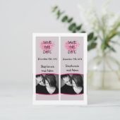 日付を保存するブックマークはピンクのフローラ花びら 案内ポストカード (スタンド正面)