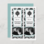 日付を保存するブックマークはブラックティファンのダマスクを好む 案内ポストカード (正面/裏面)