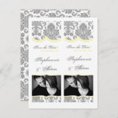 日付を保存するブックマークは灰色の黄色のダマスクを好む 案内ポストカード (正面/裏面)