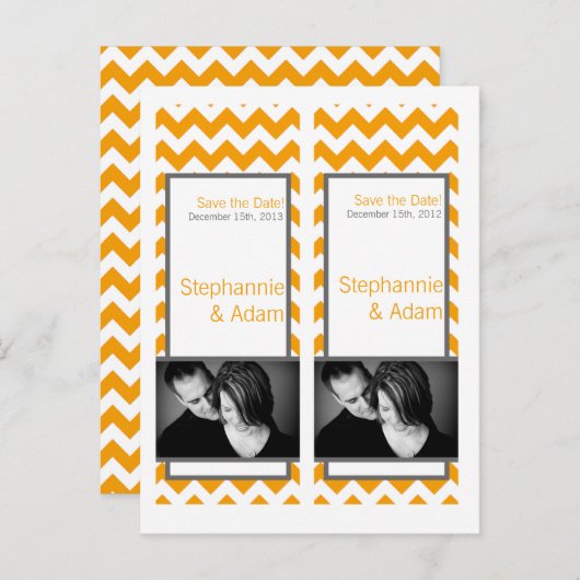 日付を保存するブックマークは黄色い灰色のシェブロンを好む 案内ポストカード (正面/裏面)