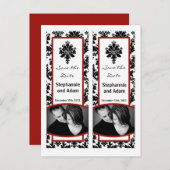 日付を保存するブックマークは黒い赤いダマスクを好む 案内ポストカード (正面/裏面)