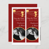 日付を保存するブックマーク好意紙提灯レッド 案内ポストカード (正面/裏面)