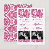 日付を保存するブックマークFusiaホワイトダマスクを支持 案内ポストカード (正面/裏面)