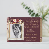 日付を保存するブルゴーニュと金ゴールド セーブザデート (スタンド正面)