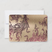 日付を保存するブルゴーニュと金ゴールド セーブザデート (裏面)