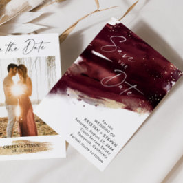 日付を保存するブルゴーニュの水の色 招待状