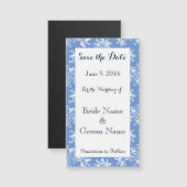 日付を保存するブルーホワイトダマスク磁気カード (正面/裏面)