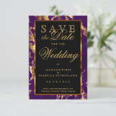 日付を保存するプラムパープルと金ゴールド大理石2 セーブザデート (スタンド正面)