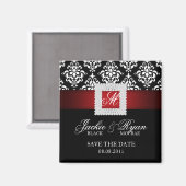 日付を保存するマグネットジュエルブルックレッド白黒 マグネット (正面/裏面)