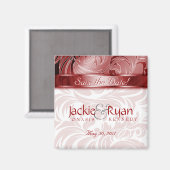 日付を保存するマグネットフローラリーフSilver Red マグネット (正面/裏面)