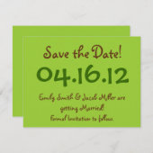日付を保存するライムグリーン&ブラウン 招待状 (正面/裏面)