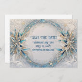 日付を保存するロマンチックなアールデコリース 招待状 (正面/裏面)