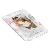 日付を保存するロマンチックなカップルグリッターフローラ写真 マグネット (右側)